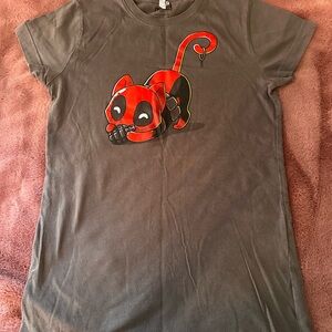 Deadpool Catpool playing with grenade tee